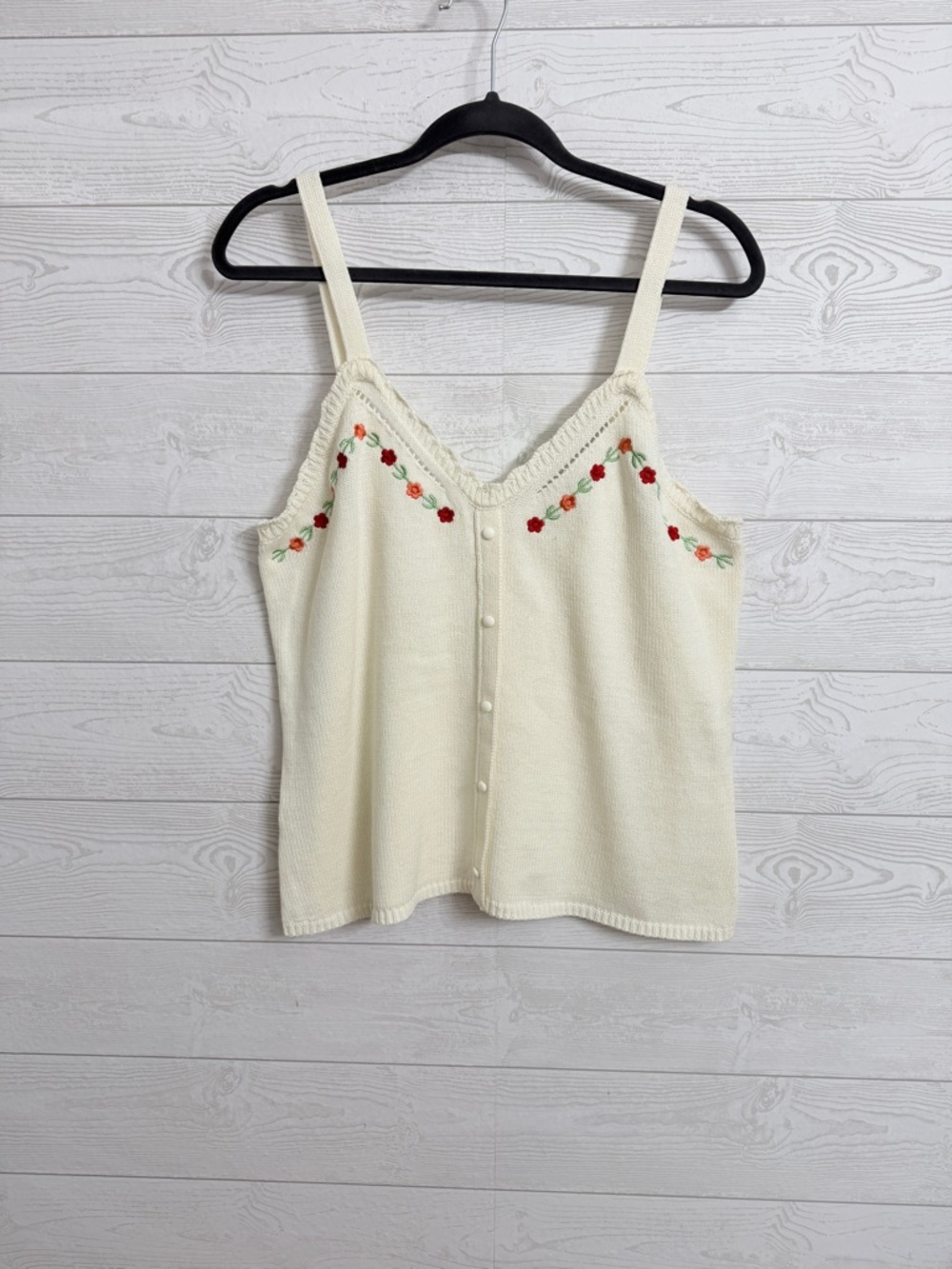 Lauren Conrad Women’s Cream Knit Floral Sleeveless Top. Size XL
